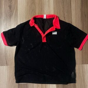 Black and Red Mesh Zumba Polo Shirt